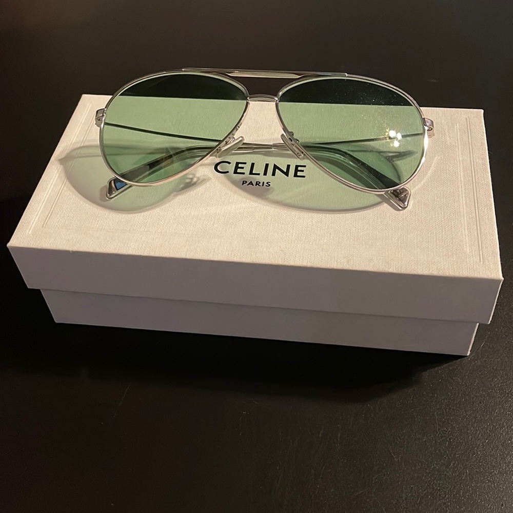 Celine Green Glitter Lens Aviator Sunglasses